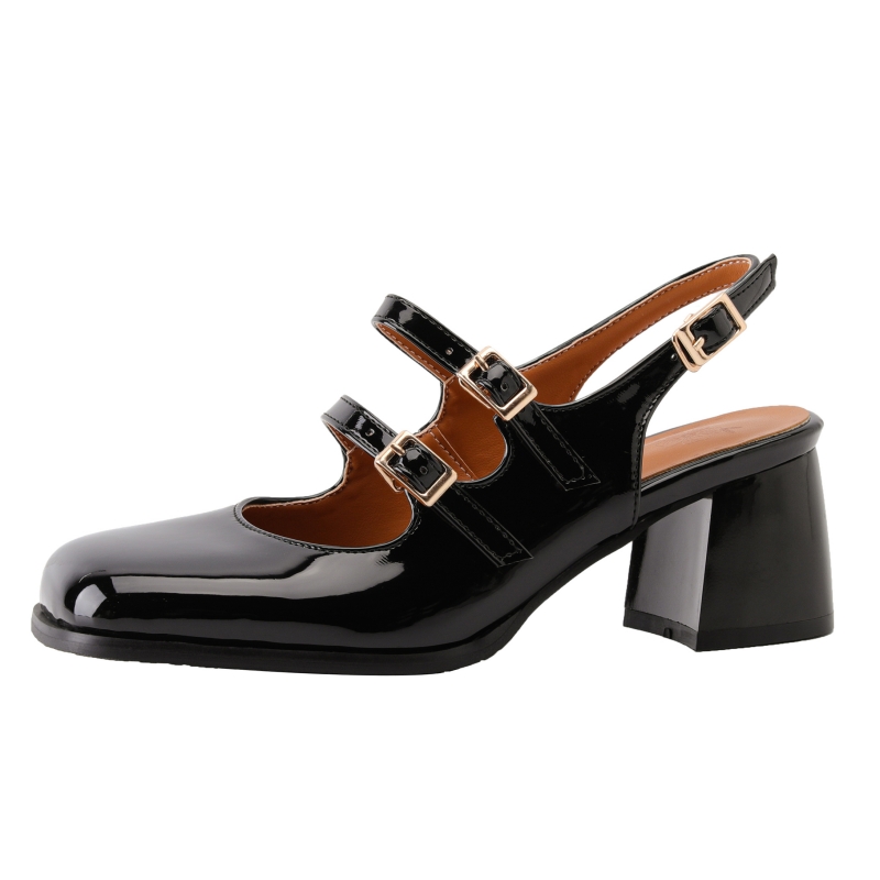Leather Classic Strap - Elegant Women's High Heels Mary Janes
