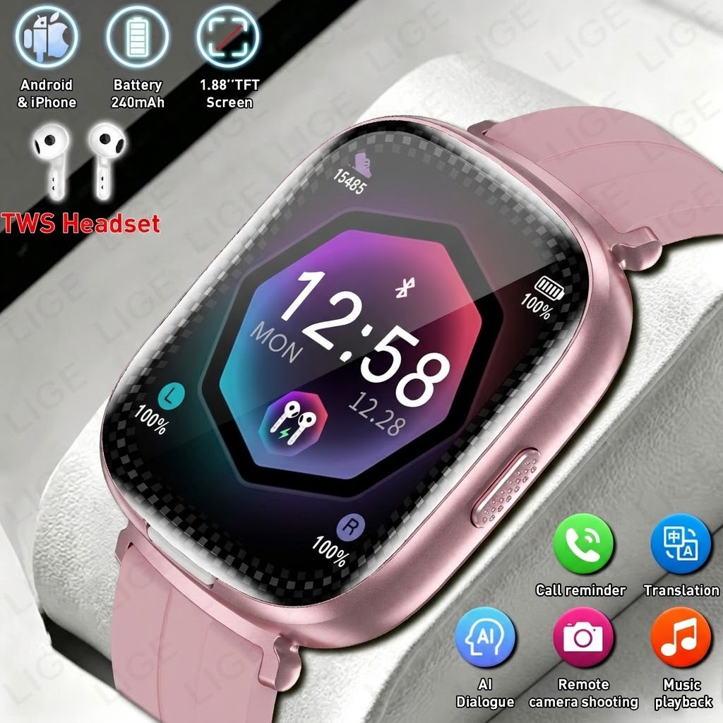 Smartwatch Headset - LIGE 2 In 1 TWS Headset