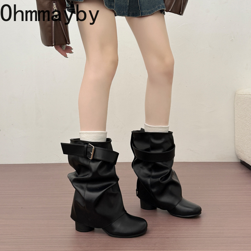 New Women Slouchy Mid Calf Lea - Leather Classic Strap ulasan dan harga